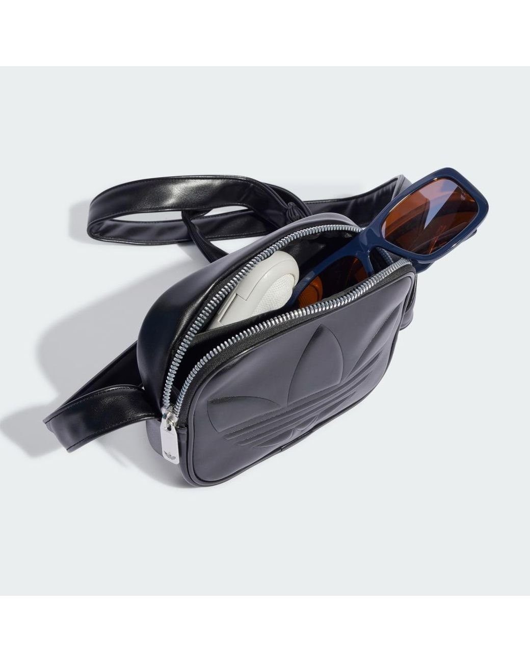adidas Polyurethane Embossed Trefoil Mini Airliner Bag in Black Lyst UK