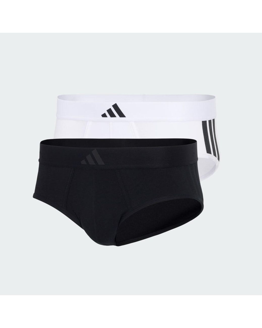 Adidas Black Active Flex Cotton 3 Stripes Low Rise Brief 2 Pack Underwear for men