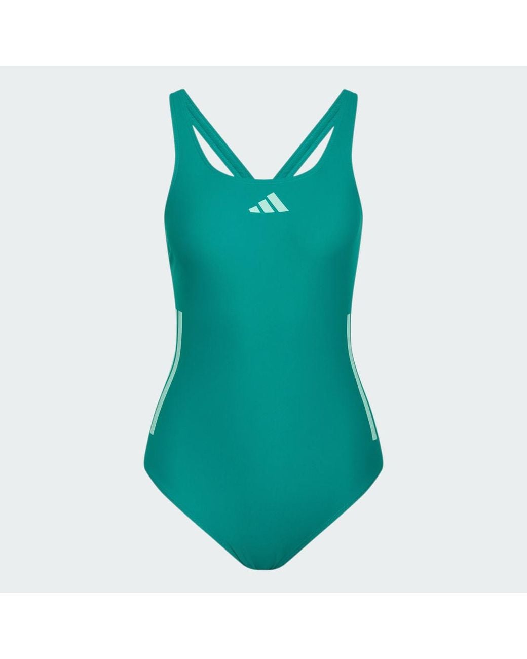Adidas Green 3-Stripes C-Back Swimsuit