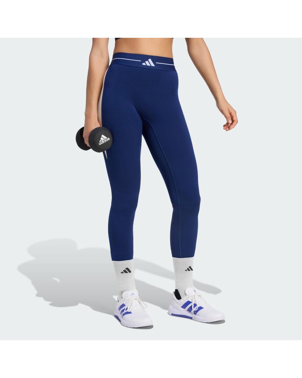 Adidas Blue Hyperglam Colour Block Full Length Leggings