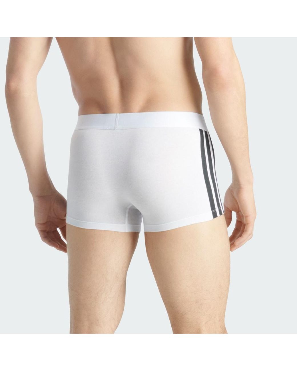 Adidas White Active Flex Cotton 3 Stripes Low Rise Trunk 2 Pack Underwear for men