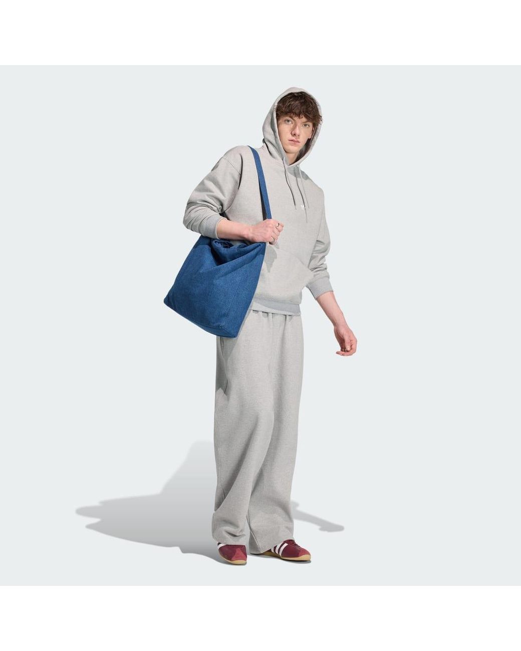 Adidas Gray Trefoil Essentials Loose Hoodie for men