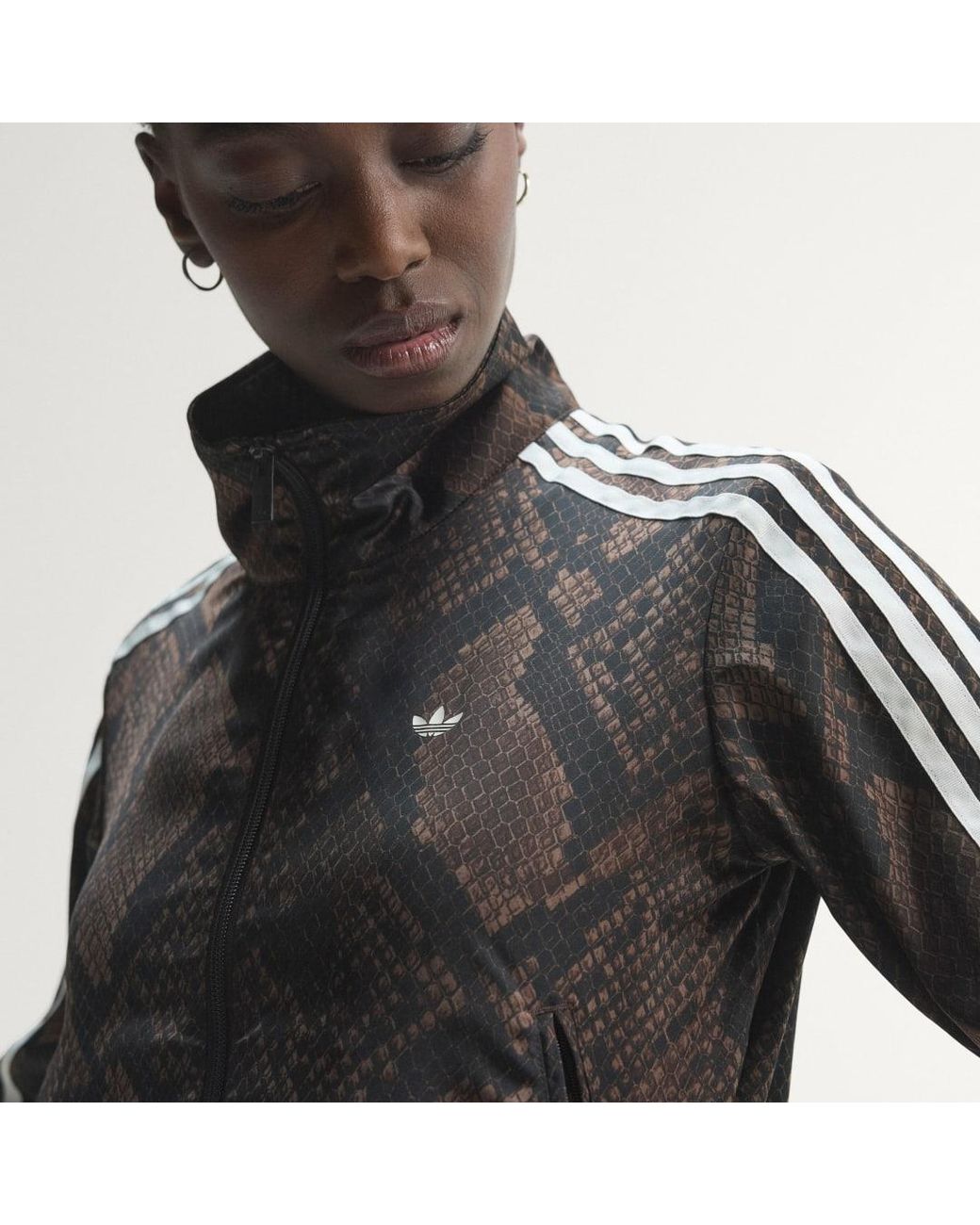 Adidas Black Satin Snake Print Firebird Track Jacket