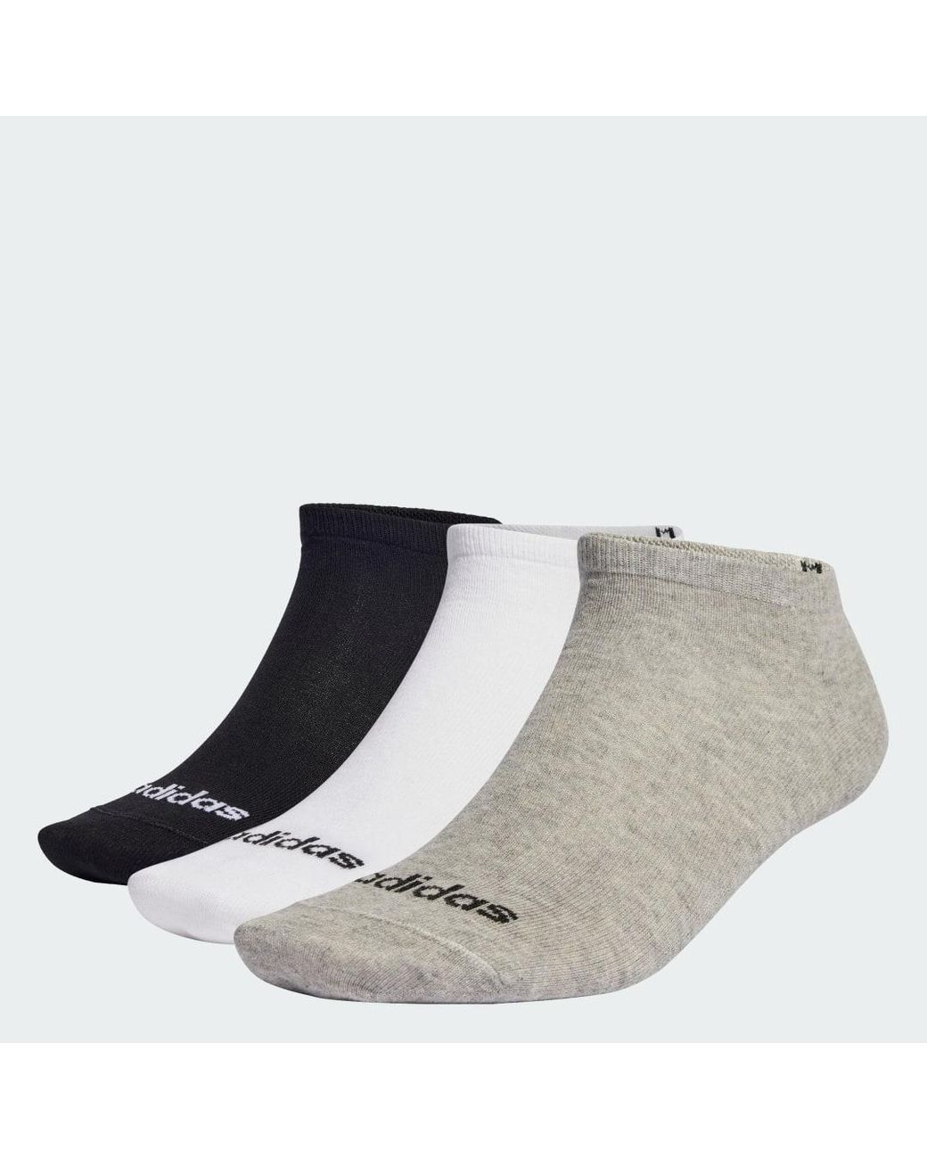 Adidas Gray Thin Linear Low-Cut Socks 3 Pairs