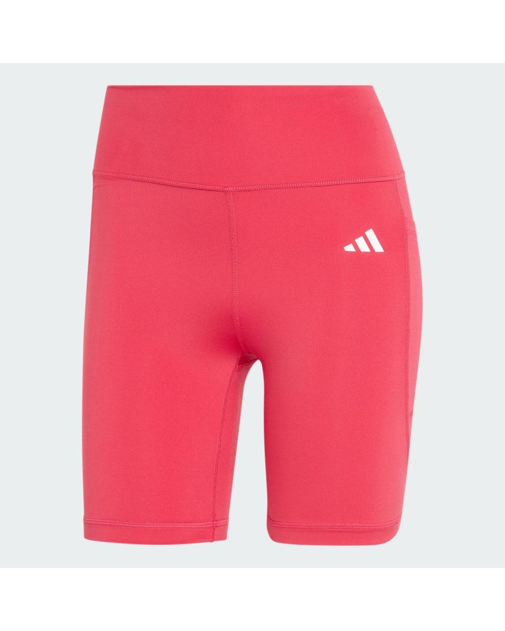 Adidas Red Optimé Essentials Stash Pocket 7-Inch Short Leggings