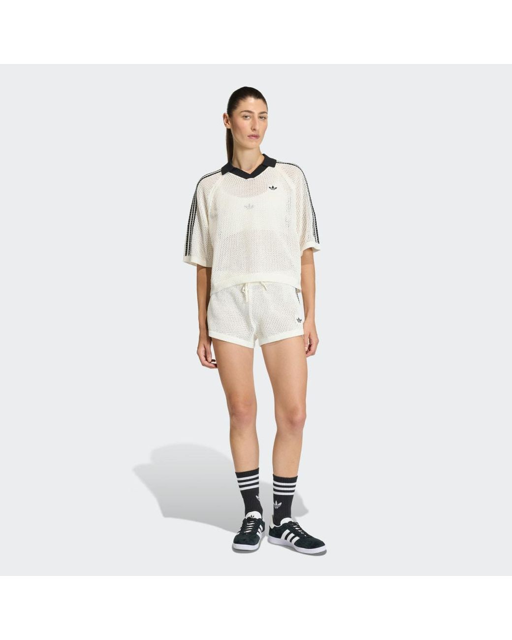 Adidas White T-Shirt Adidas Knitted Crochet Polo