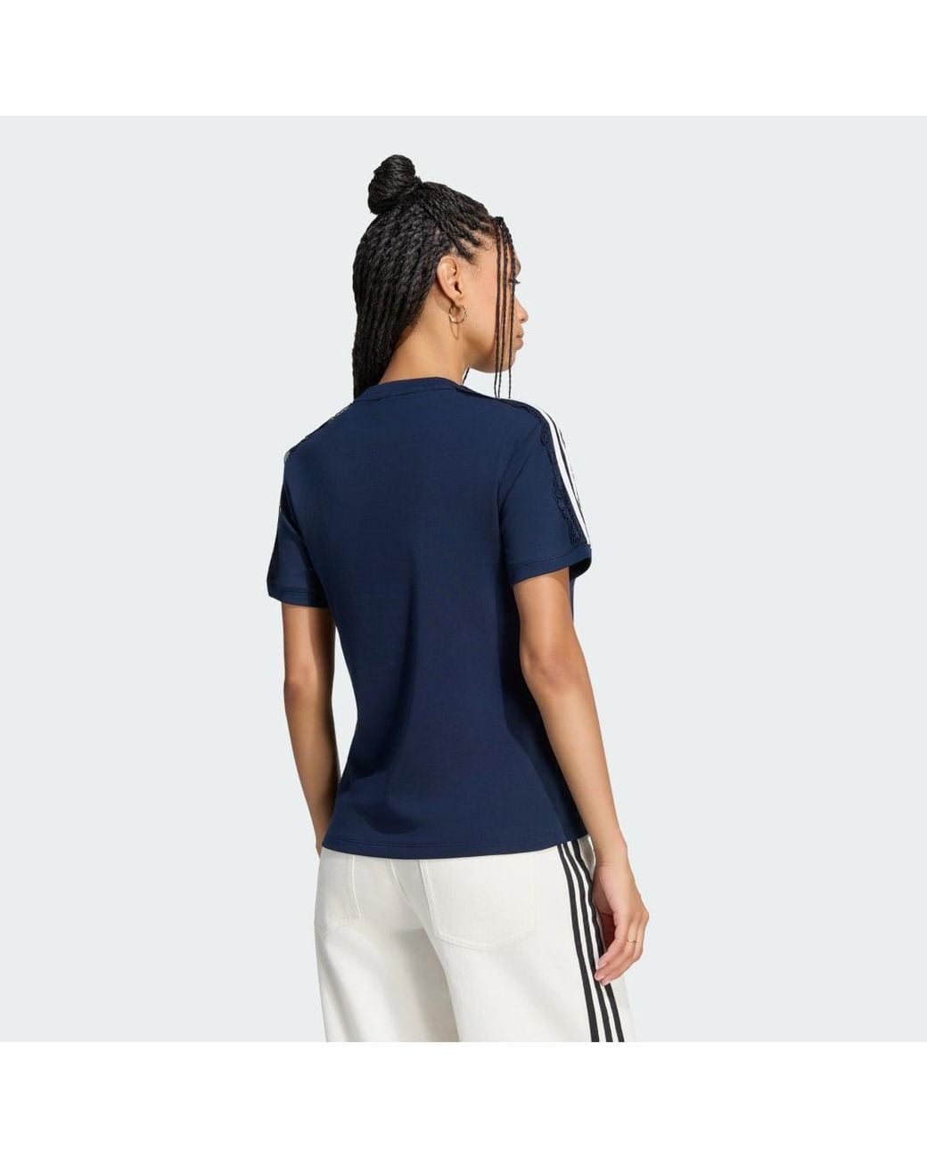 Adidas Blue Lace 3 Stripes T-Shirt