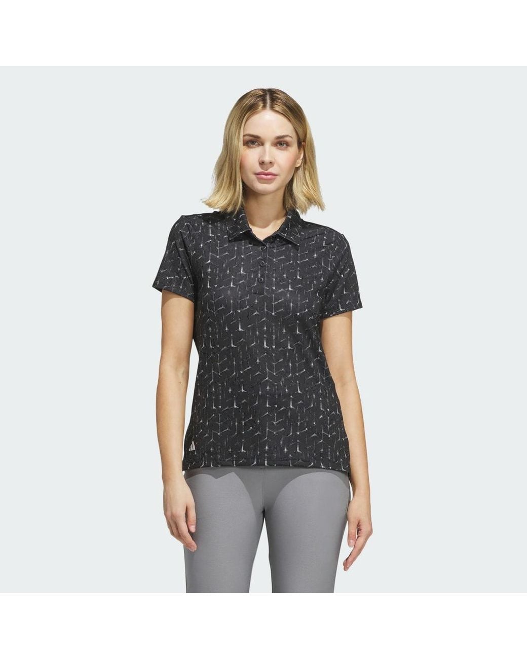 Adidas Black Performance Printed Polo Shirt