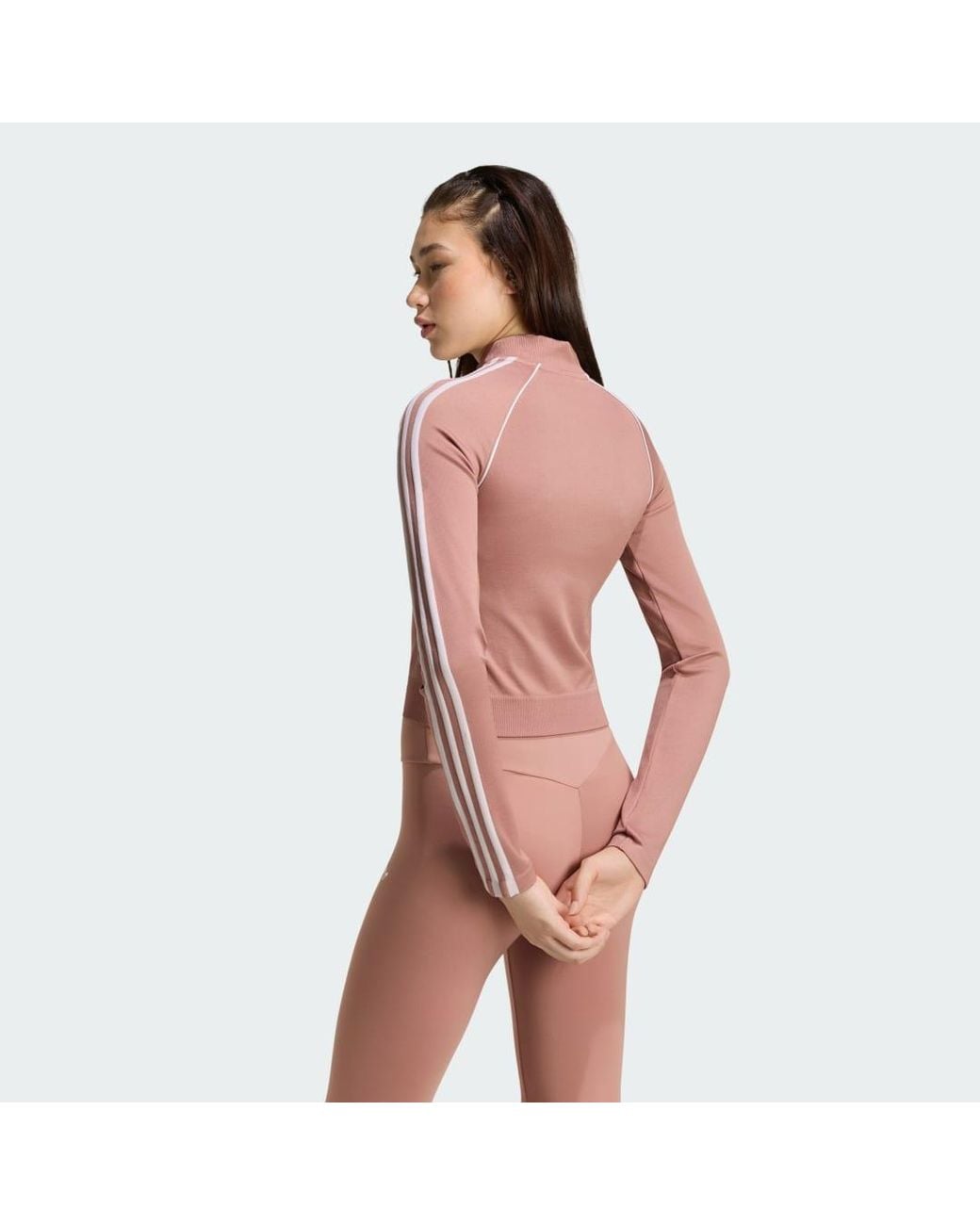 Adidas Brown Essentials 3 Stripes Seamless Tracktop