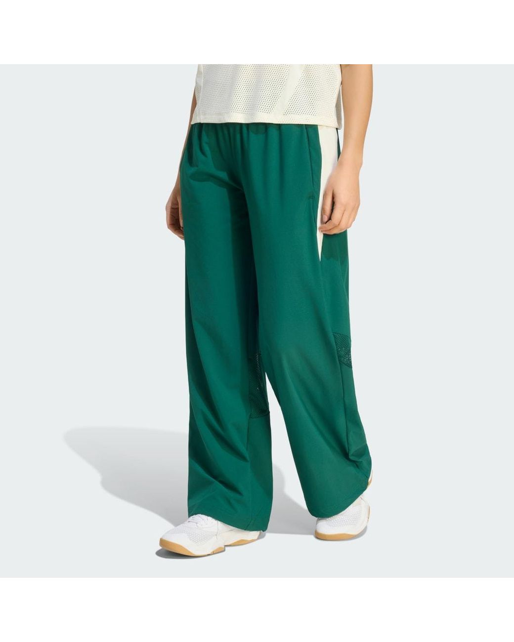 Adidas Green Hyperglam Color Block Wide Woven Joggers