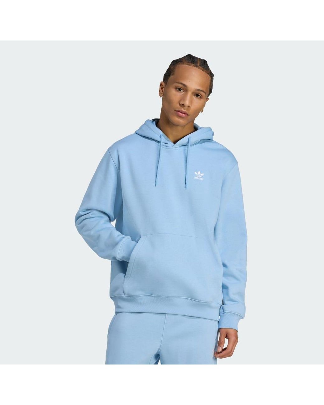 Adidas Blue Trefoil Essentials Loose Hoodie for men