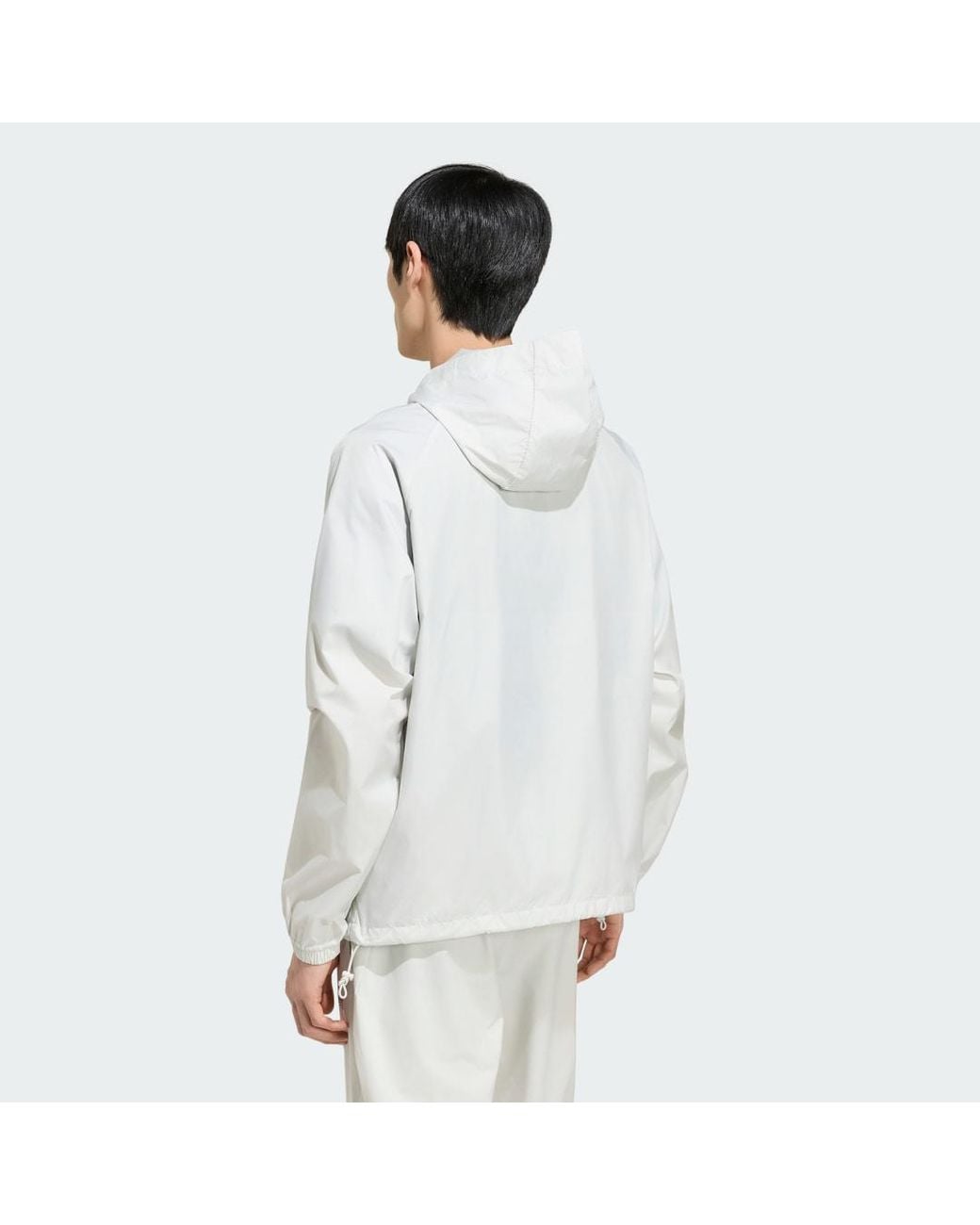 Adidas White Tech Trefoil Essentials Hooded Full Zip Track Top for men