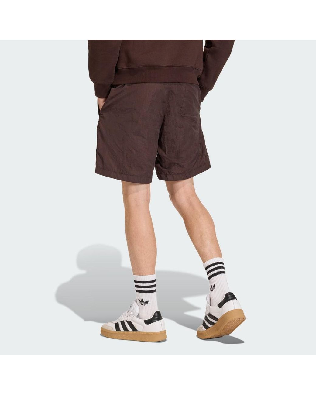 Adidas Brown Trefoil Essentials Woven Shorts for men