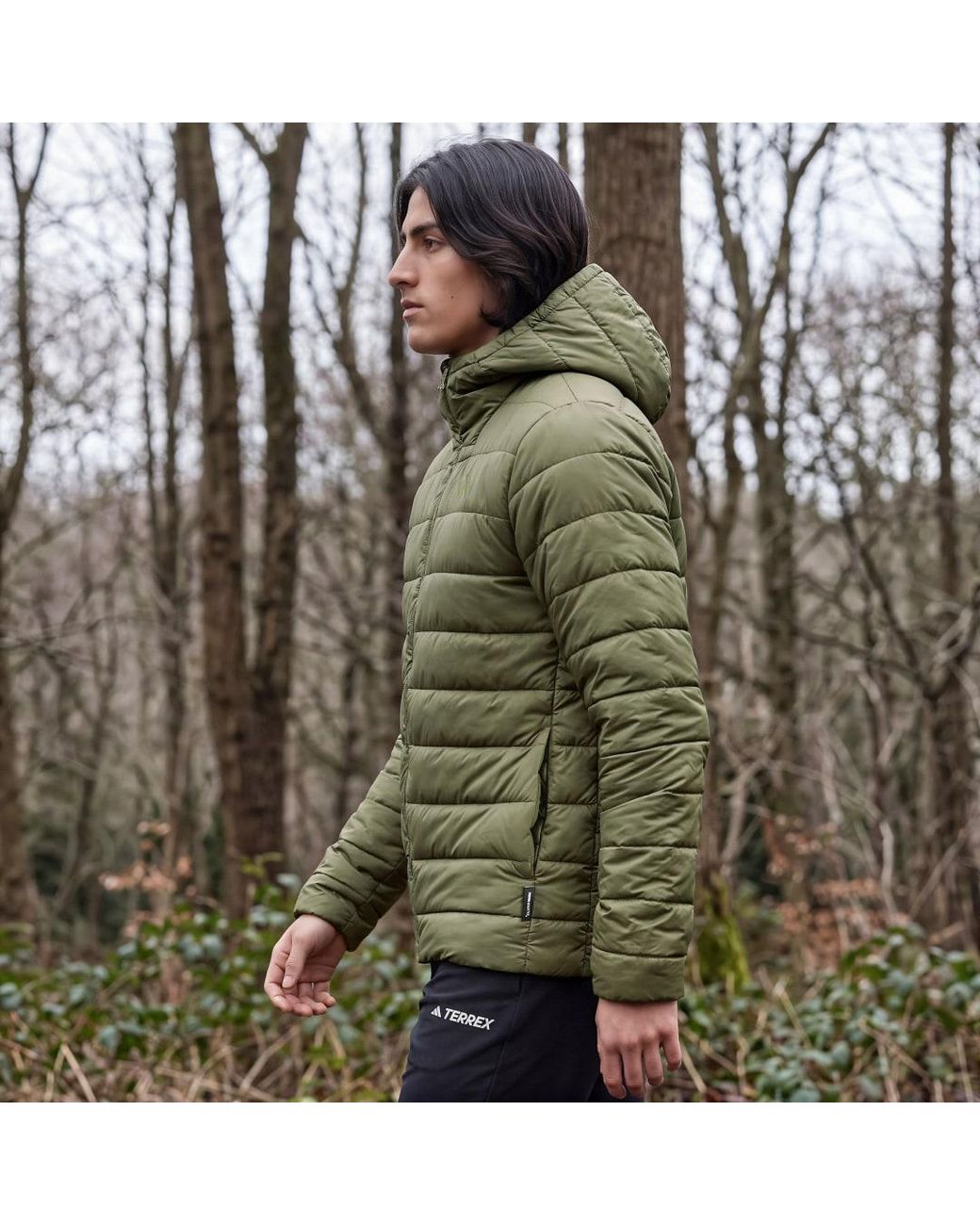 Adidas Originals Green Terrex Multi Essentials Climawarm Insulated Hooded Jacket for men