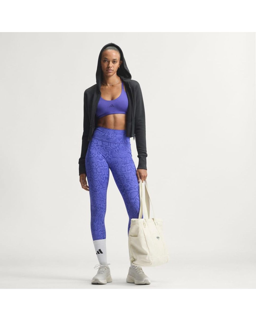 Adidas Blue Optime Workout Strappy Light Support Bra