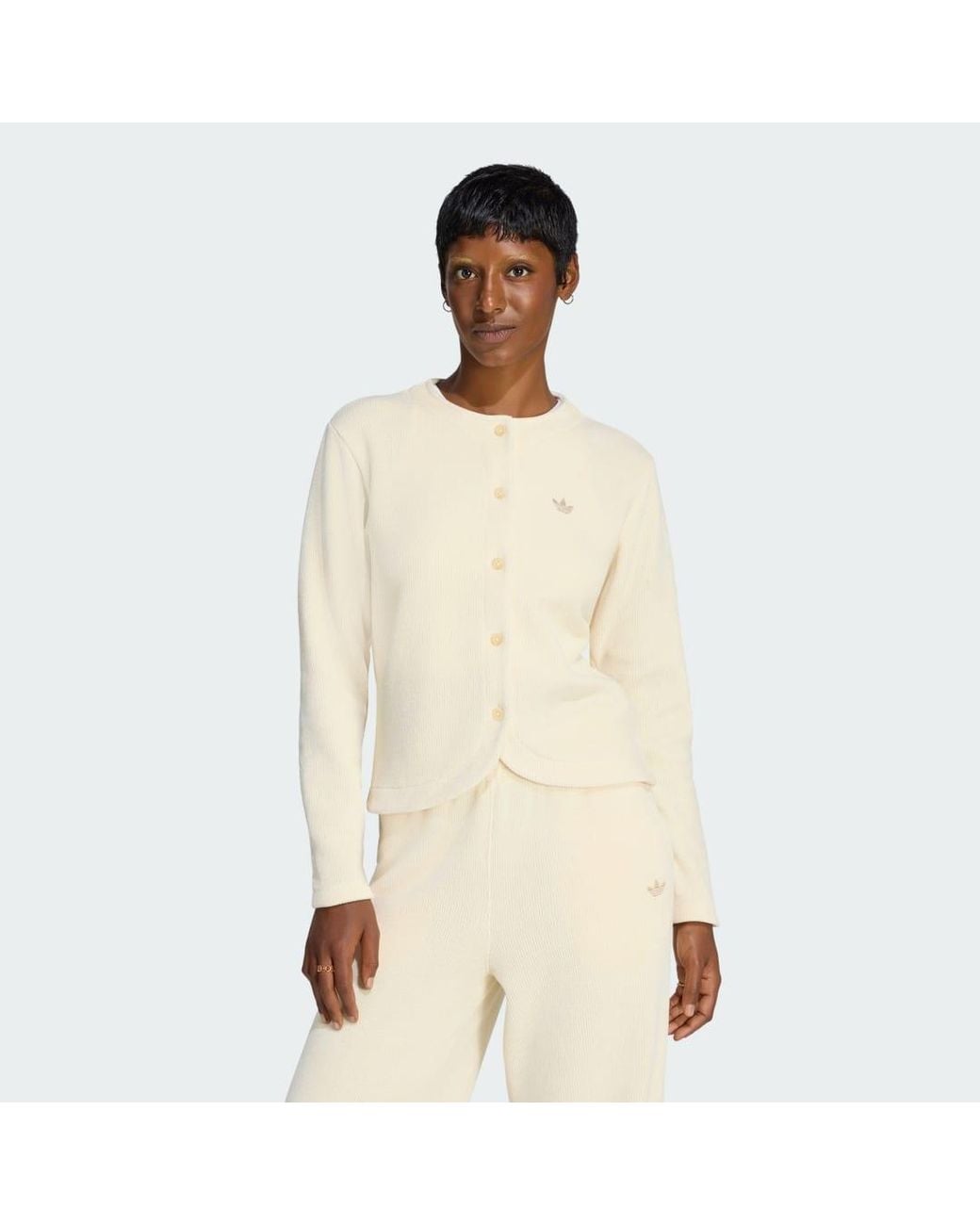 Adidas Natural Prem Ess Chenille Button Up Cardigan