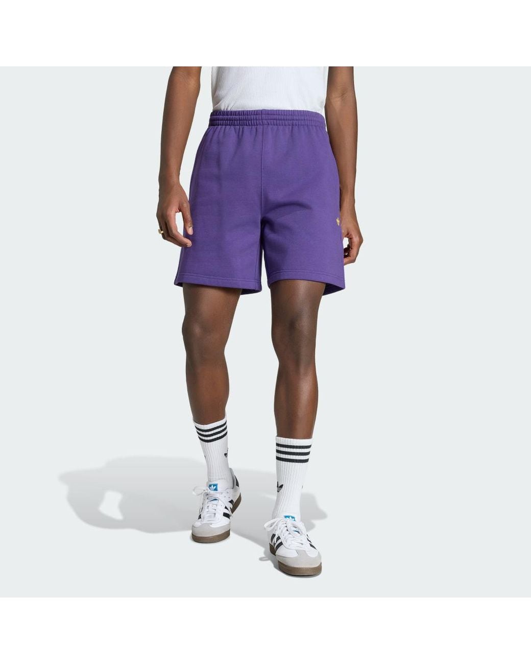 Adidas Purple Trefoil Essentials 7 Inch Fleece Shorts for men