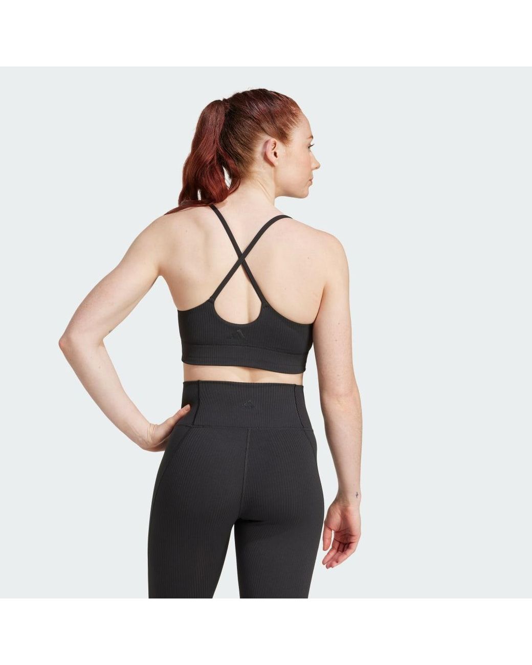 Adidas Black All Me Light Support Rib Bra Long Line Bra