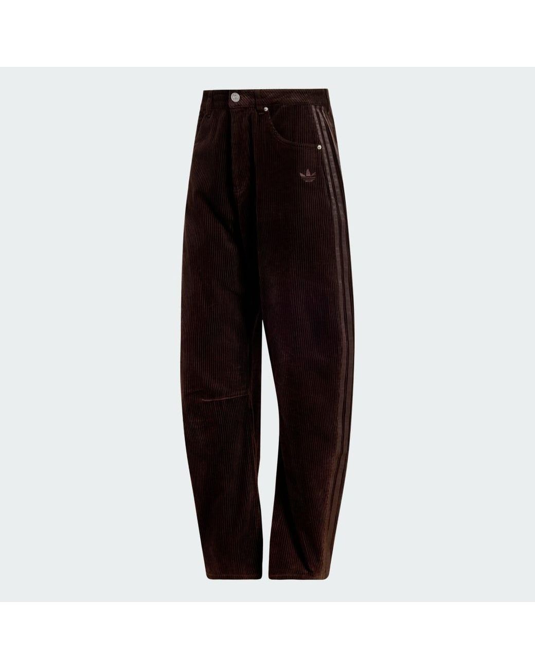 Adidas Black Winter Club Barrel Leg Corduroy Trousers for men