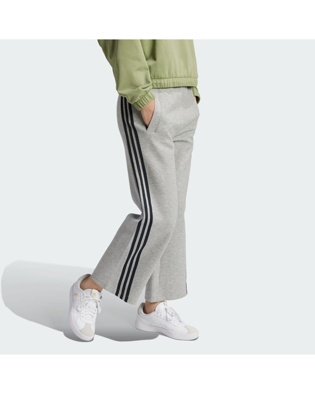 Adidas Gray Future Icons 3-Stripes Open Hem Joggers