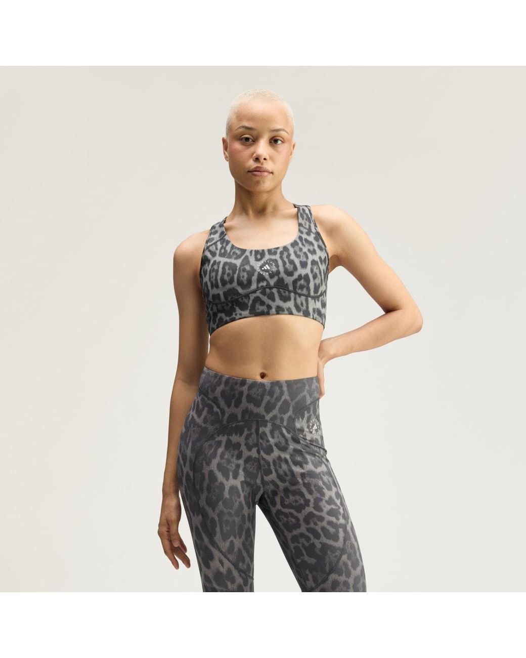 Adidas Gray By Stella Mccartney Primeliftimpact Training Bra Medium Support Printed