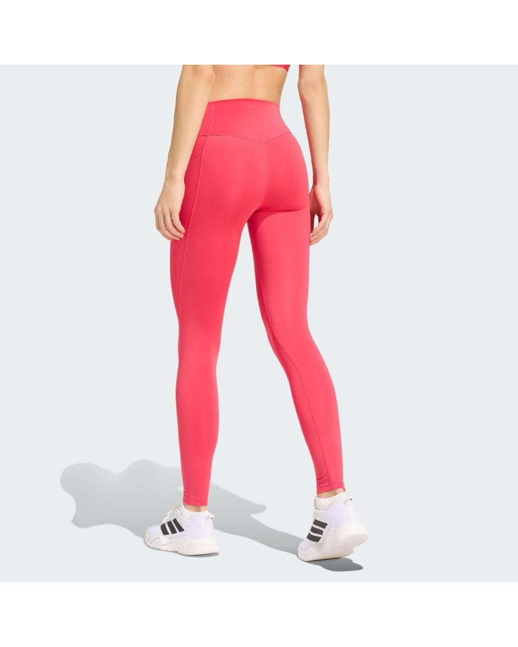 Adidas Red Optimé Essentials Stash Pocket Full-Length Leggings