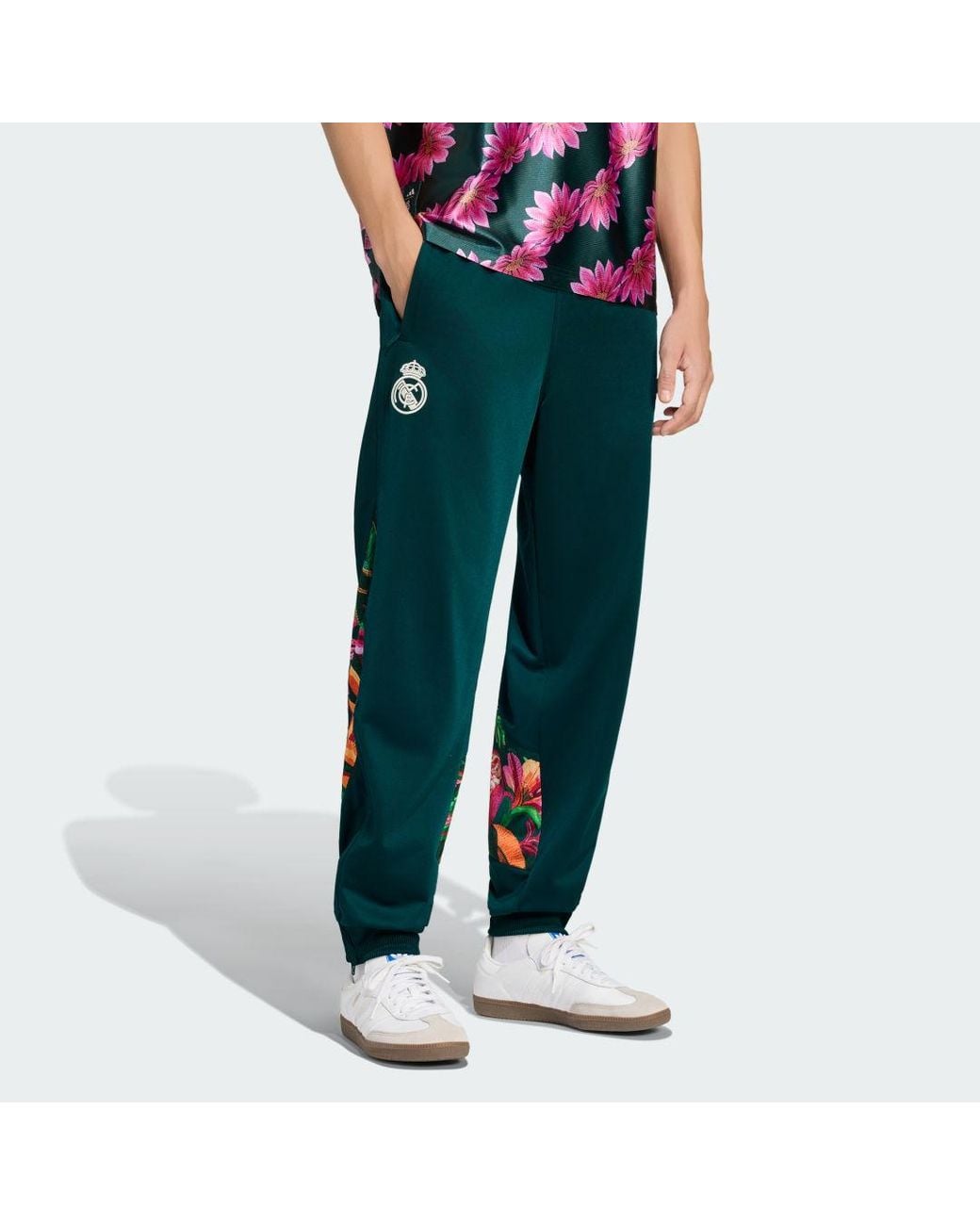 Adidas Green Real Madrid Farm Track Tracksuit Bottoms for men