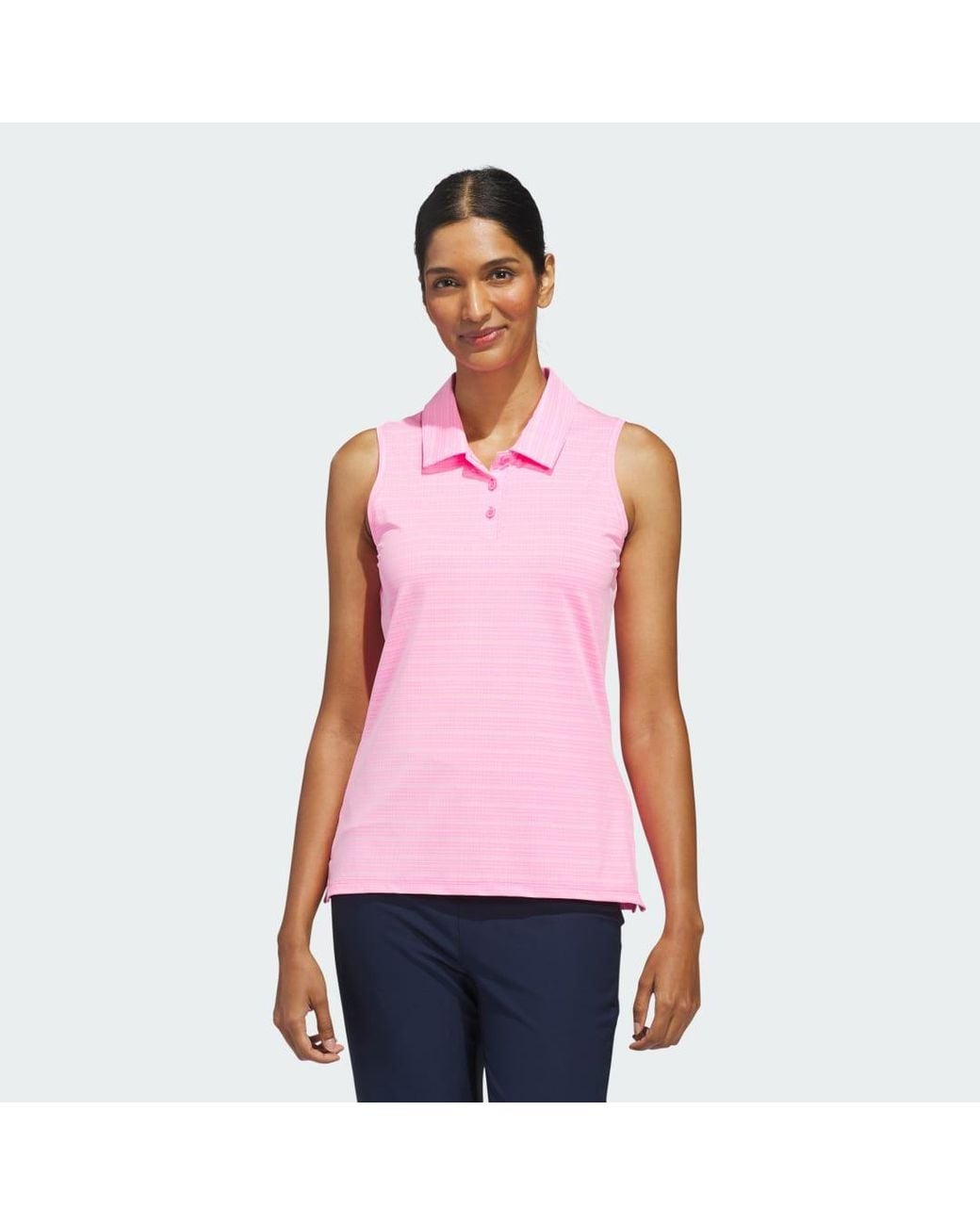 Adidas Pink Ultimate365 Jacquard Sleeveless Polo Shirt