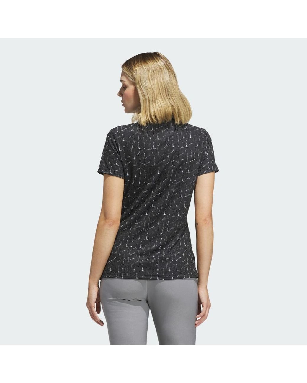 Adidas Black Performance Printed Polo Shirt