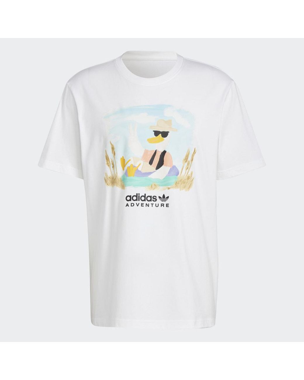 Adidas White Adventure Graphic T-Shirt for men