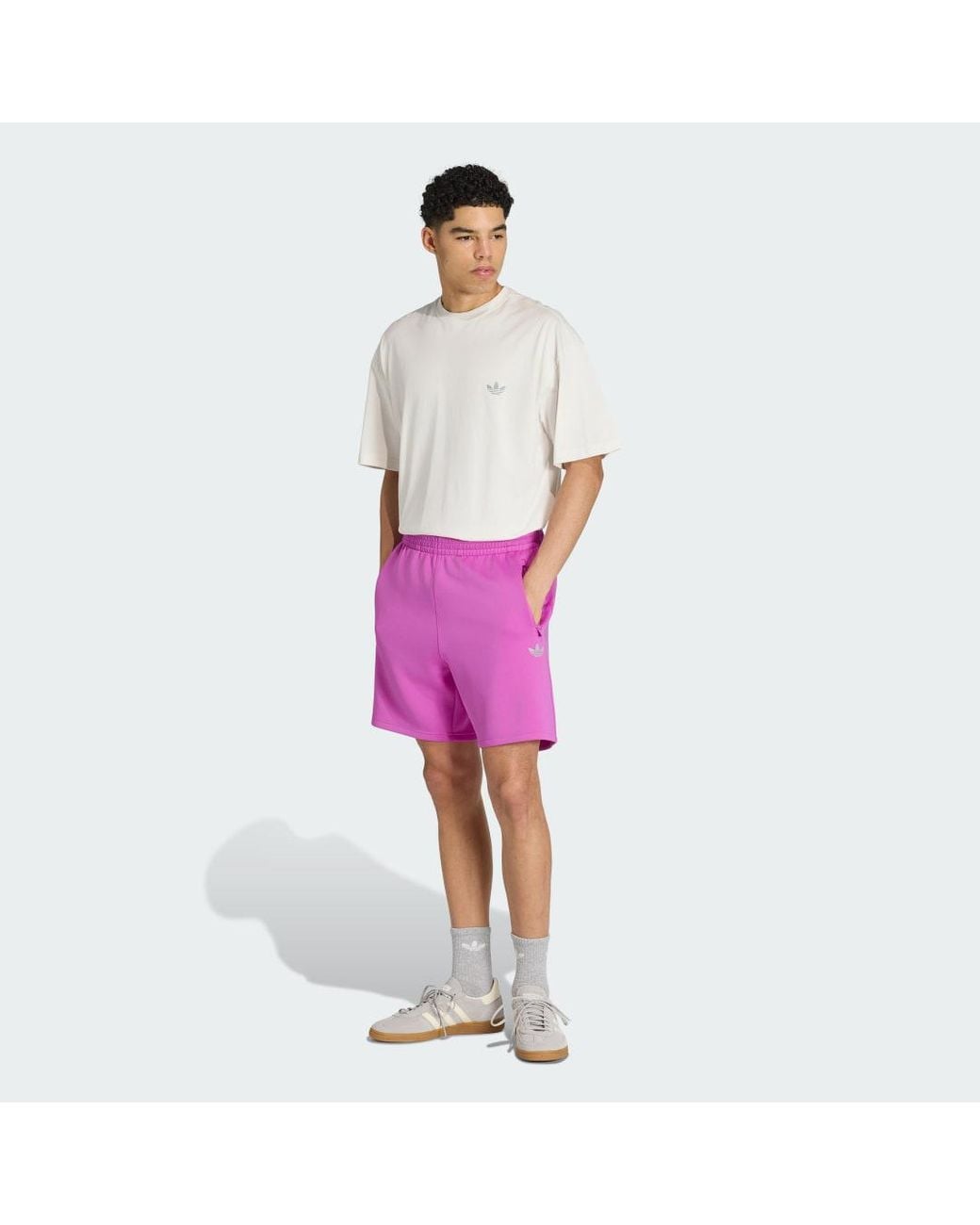 Adidas Purple Trefoil Essentials Spacer Loose T-Shirt for men