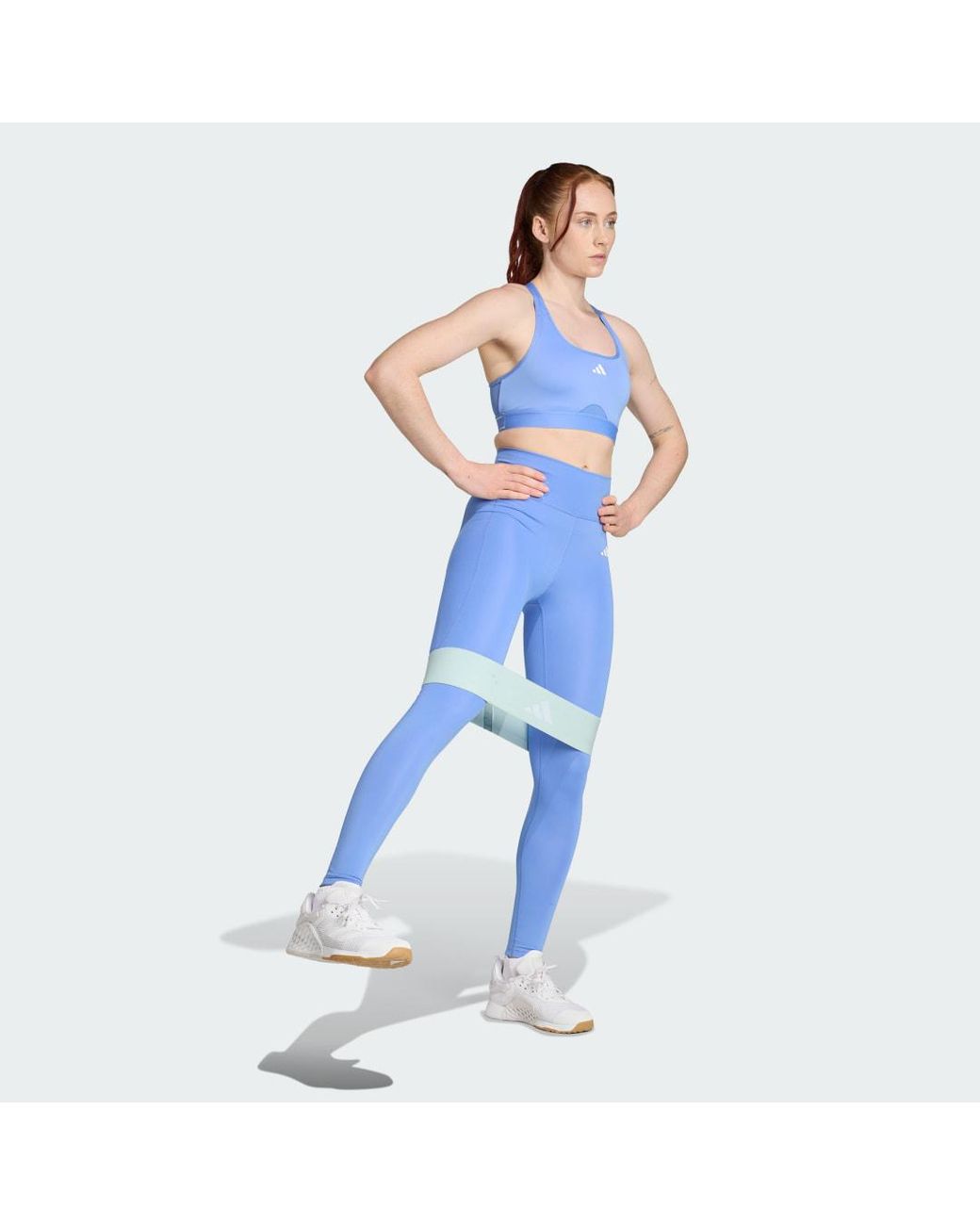 Adidas Blue Optimé Essentials Stash Pocket Full-Length Leggings