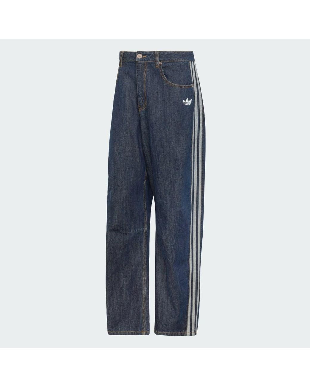 Adidas Blue Winter Club Barrel Leg Denim Jeans for men