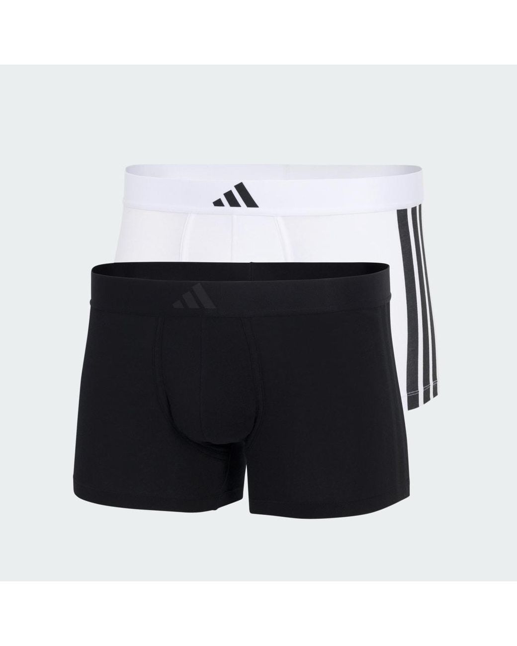 Adidas White Active Flex Cotton 3 Stripes Low Rise Trunk 2 Pack Underwear for men