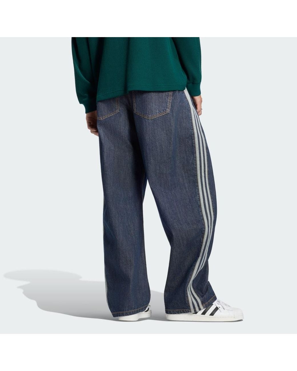 Adidas Blue Winter Club Barrel Leg Denim Jeans for men