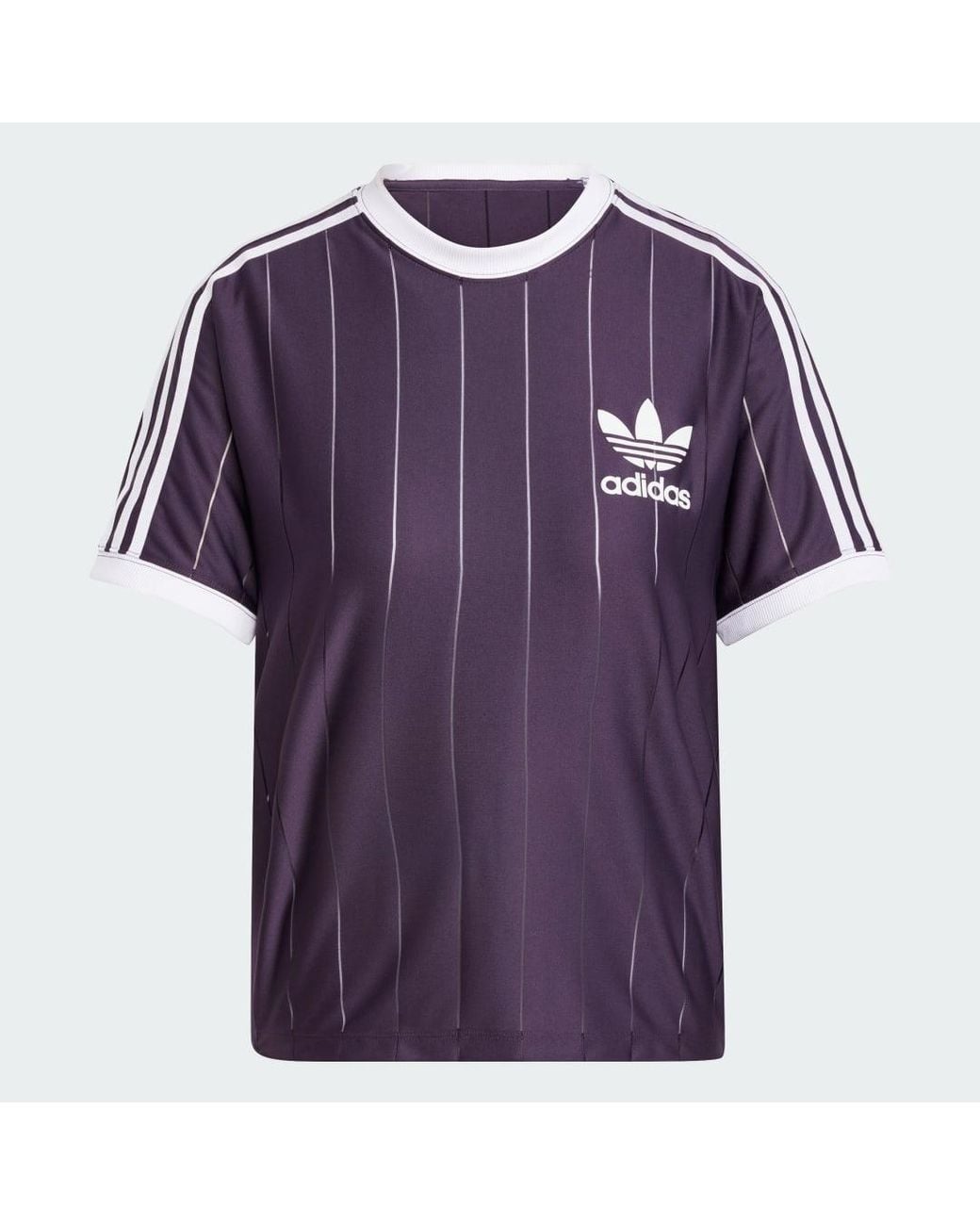 Adidas Blue Adicolor 3-Stripes Pinstripe T-Shirt