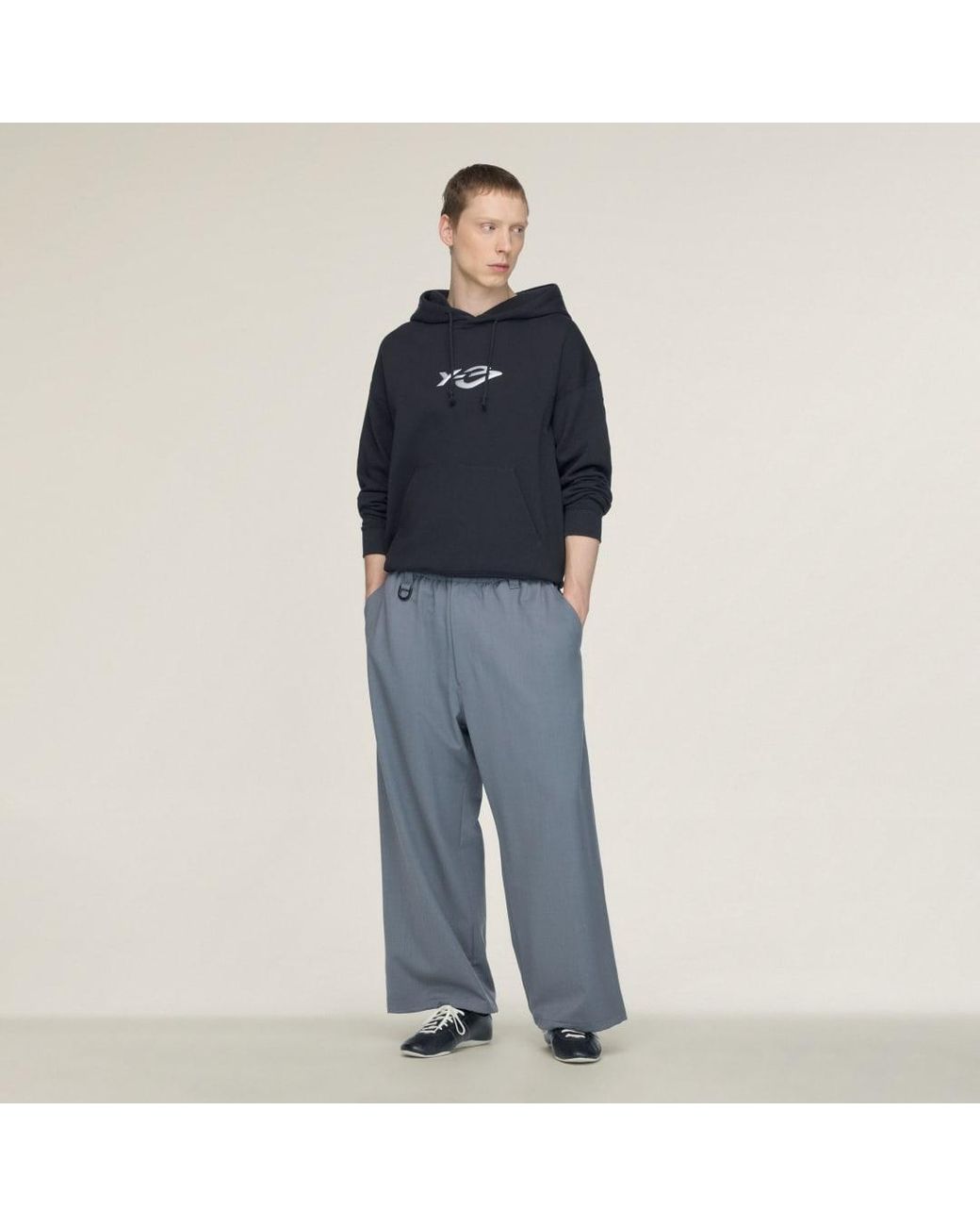 Adidas Blue Y-3 French Terry Liquid Logo Hoodie