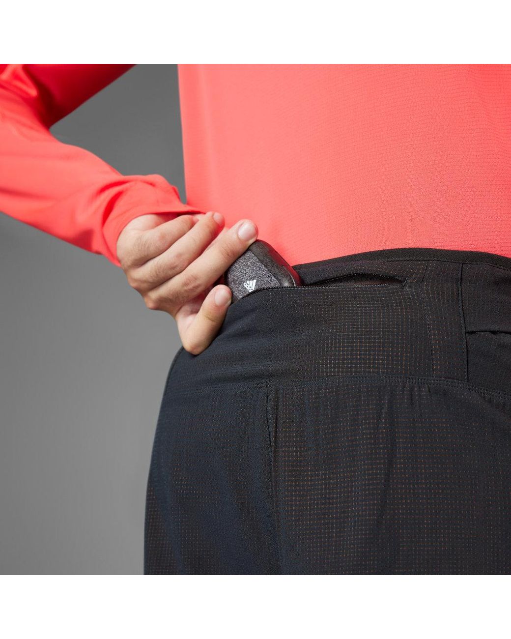 Adidas Black Adizero Running 2-In-1 Gel Pocket Shorts for men