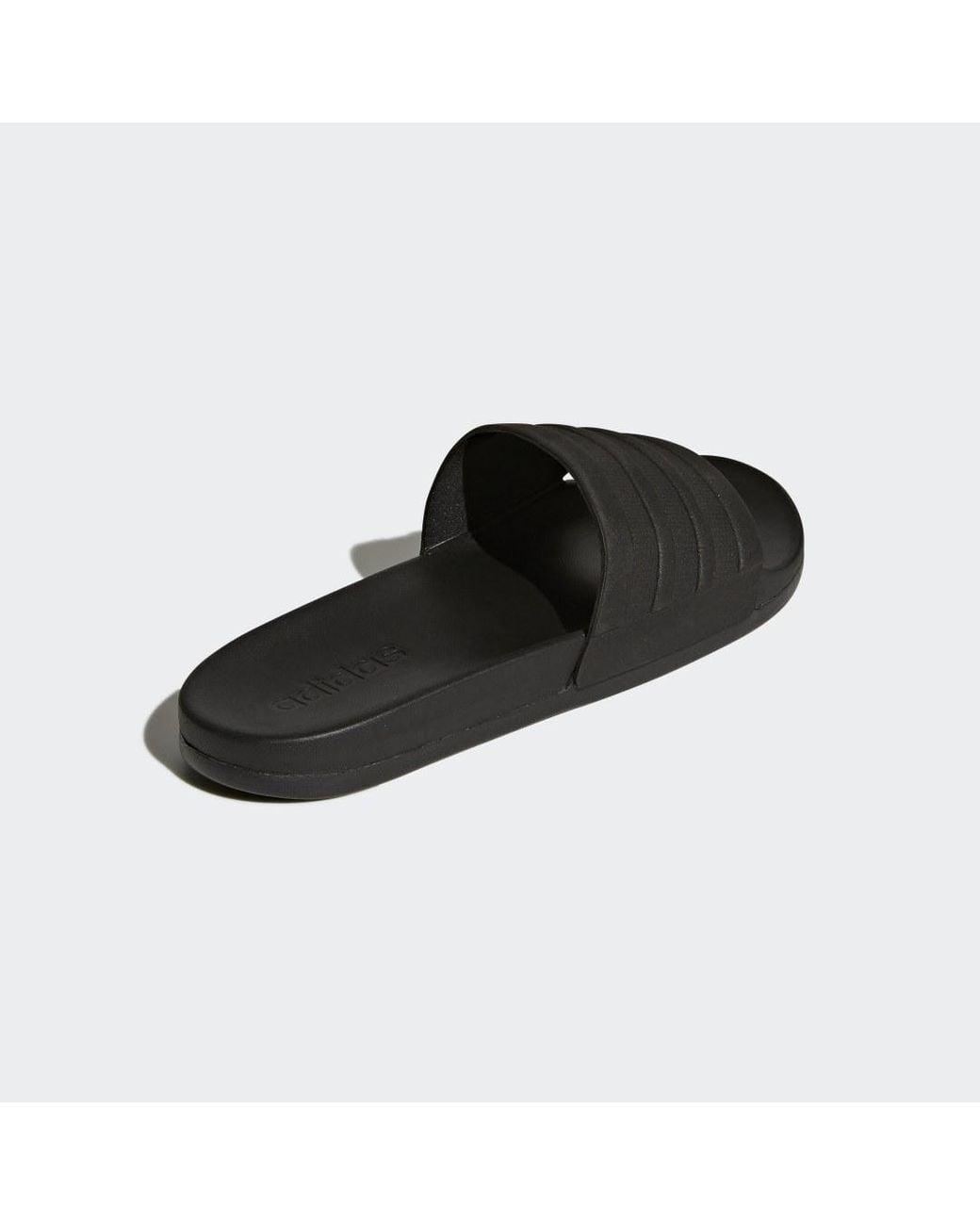 adidas Adilette Cloudfoam Plus Mono Badslippers in het Zwart - Lyst
