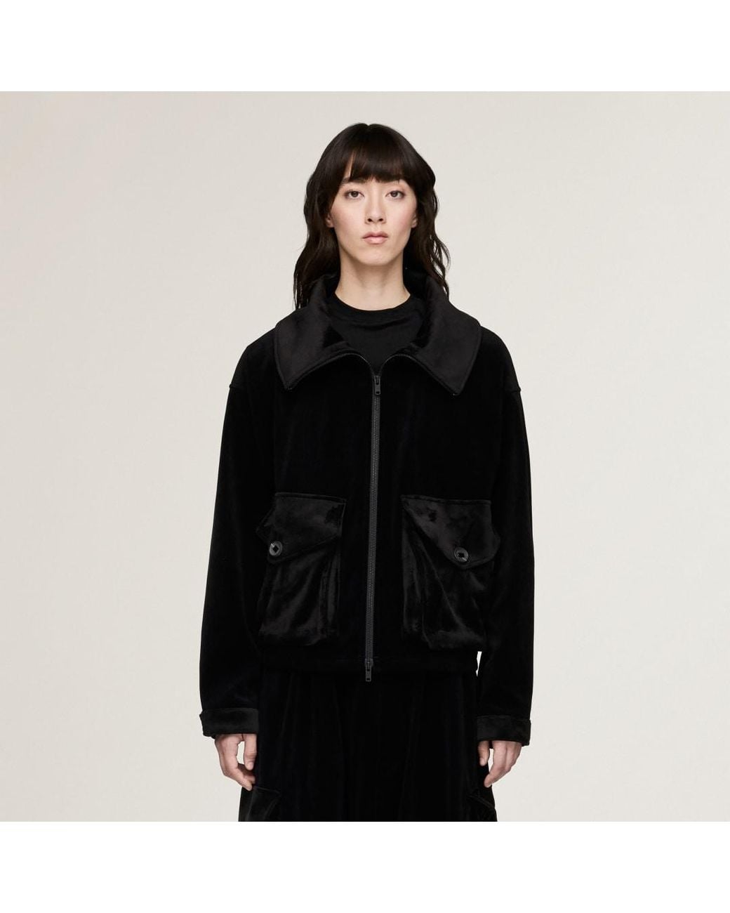 Adidas Black Y-3 Velvet Corduroy Utility Blouson Jacket