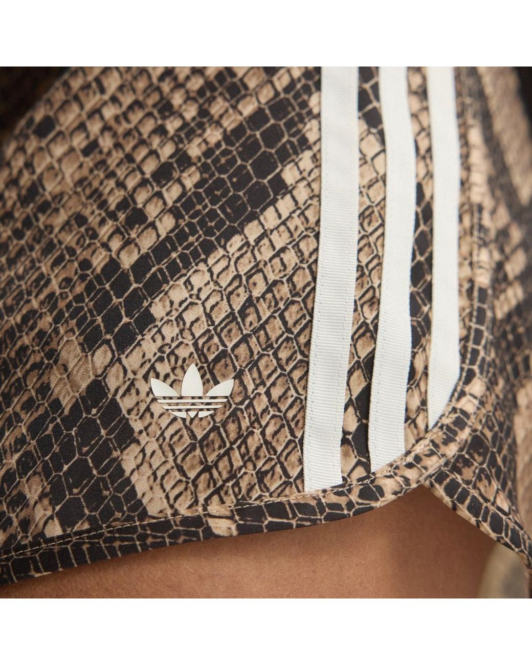 Adidas Brown Snake Print Satin Shorts