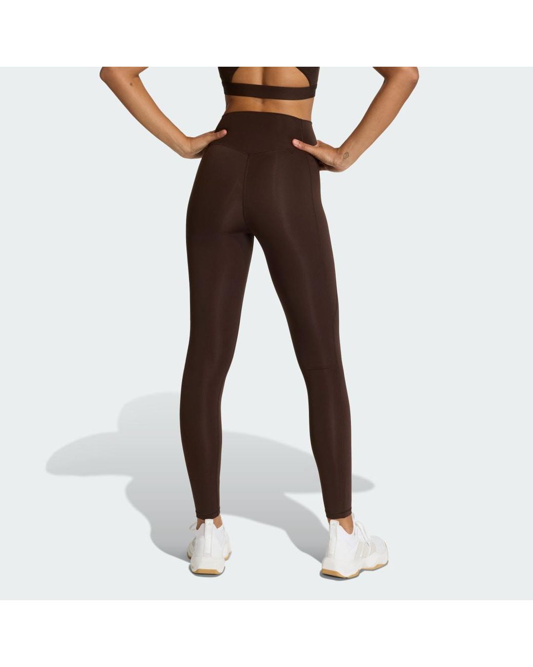 Adidas Brown Optimé Essentials Stash Pocket Full-Length Leggings