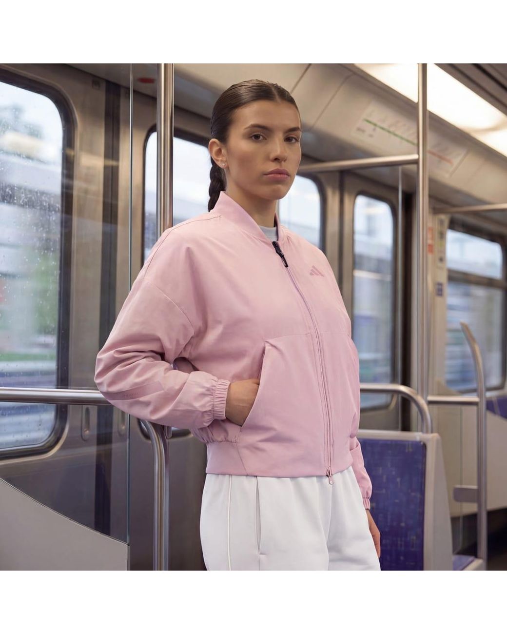 Adidas Pink Z.N.E. Woven Bomber Jacket