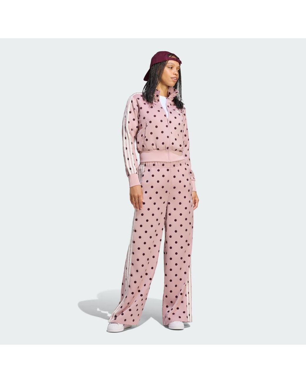 Adidas Originals Pink Satin Polka Dots Tt Track Top