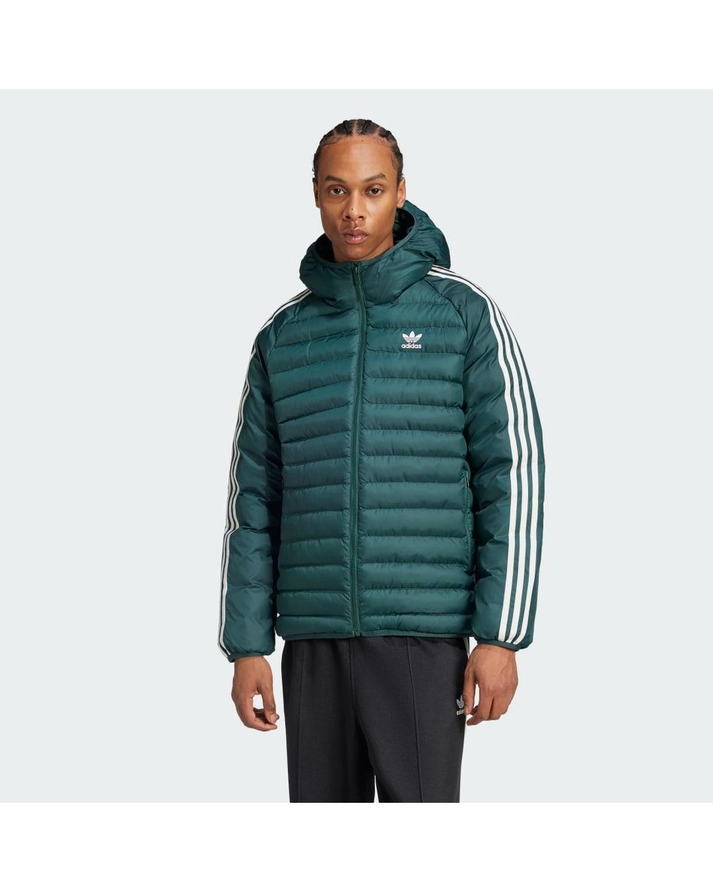 Adidas Green Synthetic Hooded Jacket for men