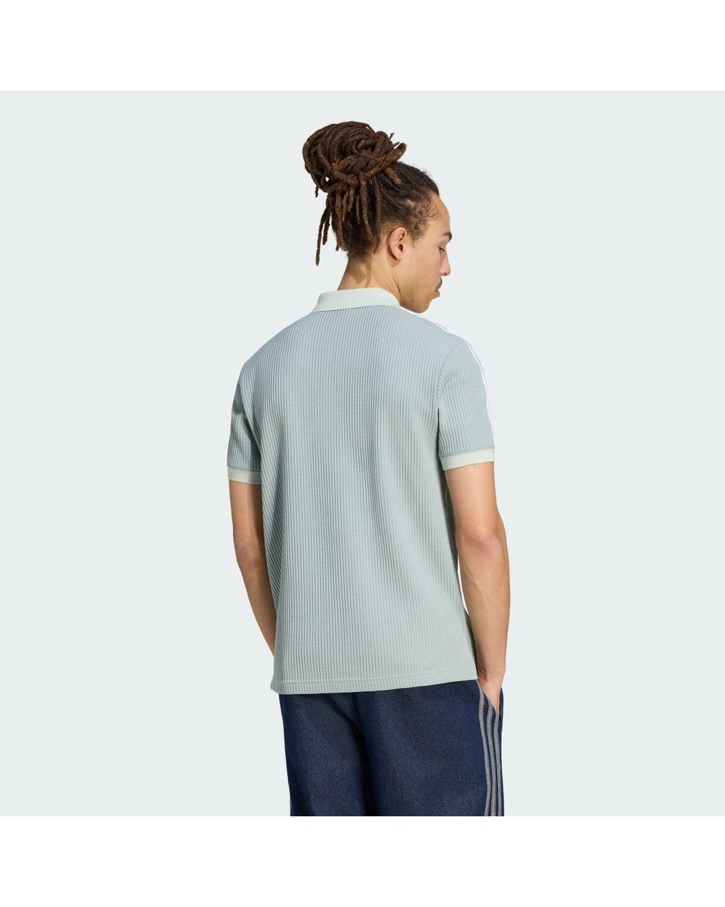 Adidas Blue Waffle Knit Polo Shirt for men
