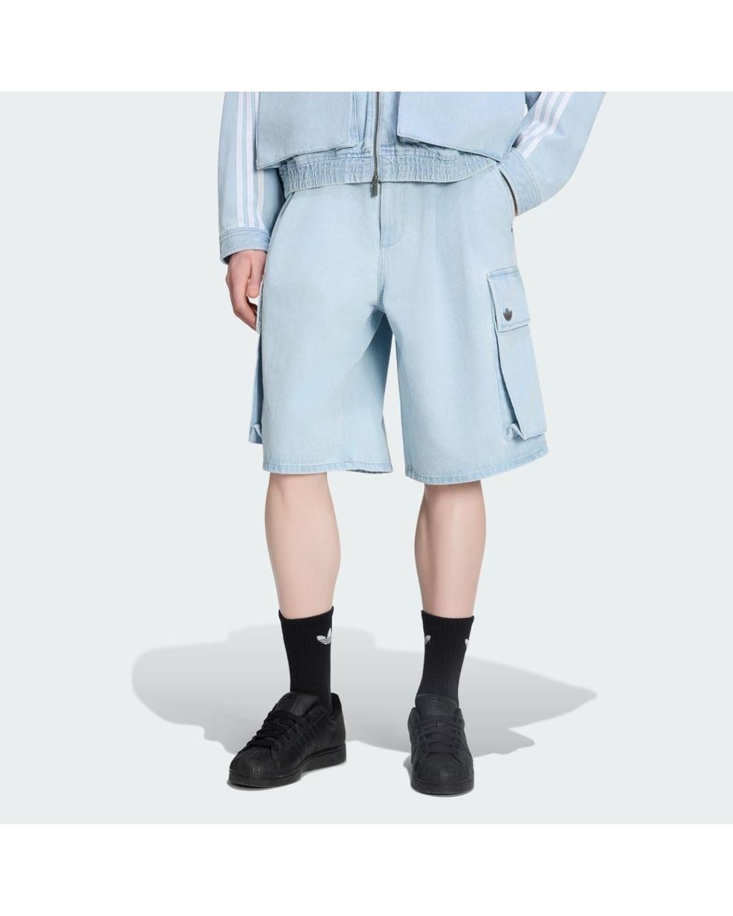 Adidas Blue Adilenium Season 5 Denim Cargo Shorts for men
