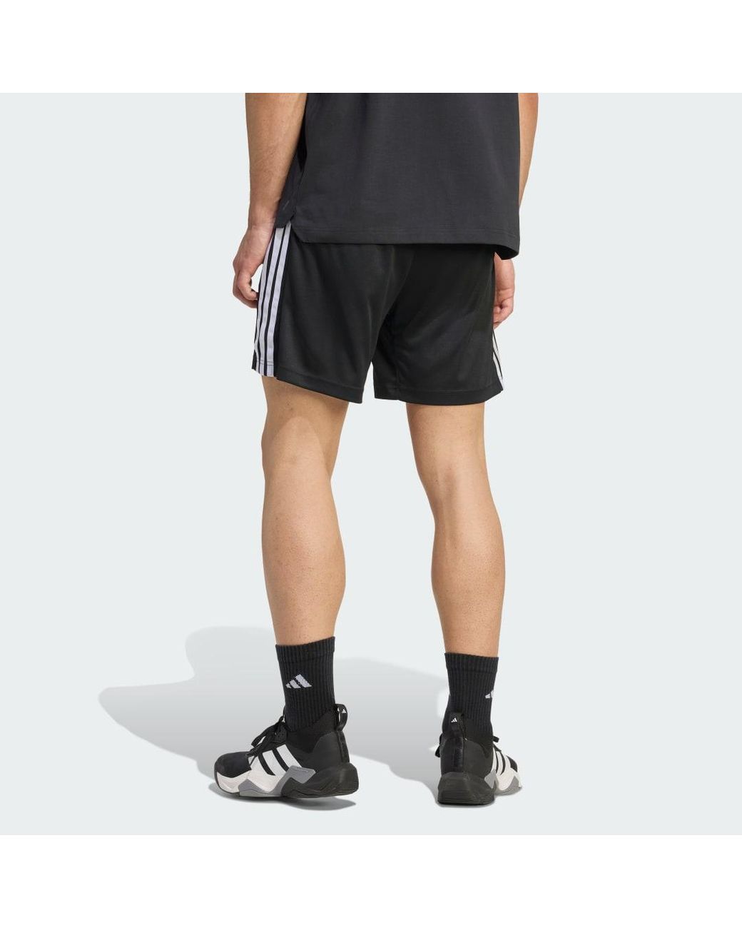 Adidas Black Workout Essentials Base 3-Stripes Pique Short 7Inch for men
