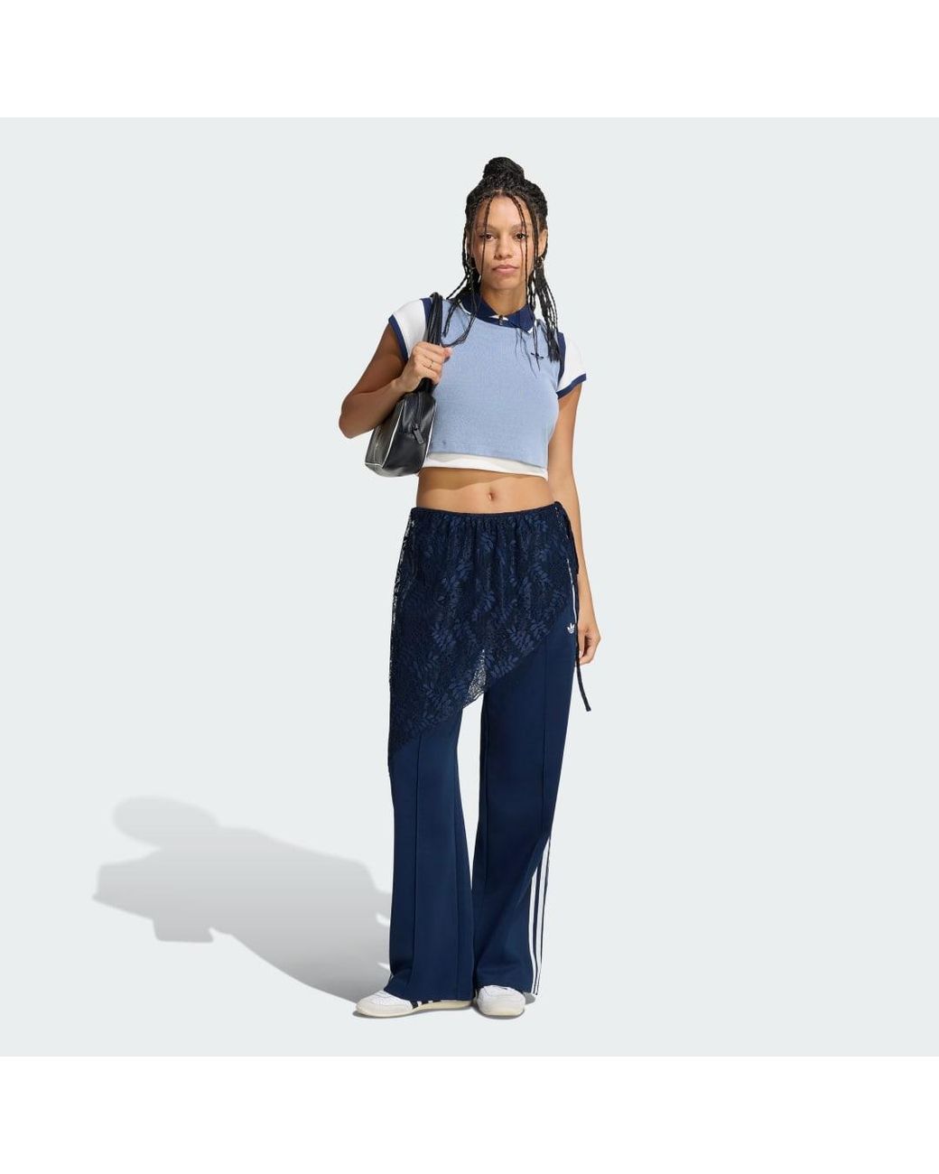 Adidas Blue 2In1 Firebird Loose Track Trousers With Lace Skirt