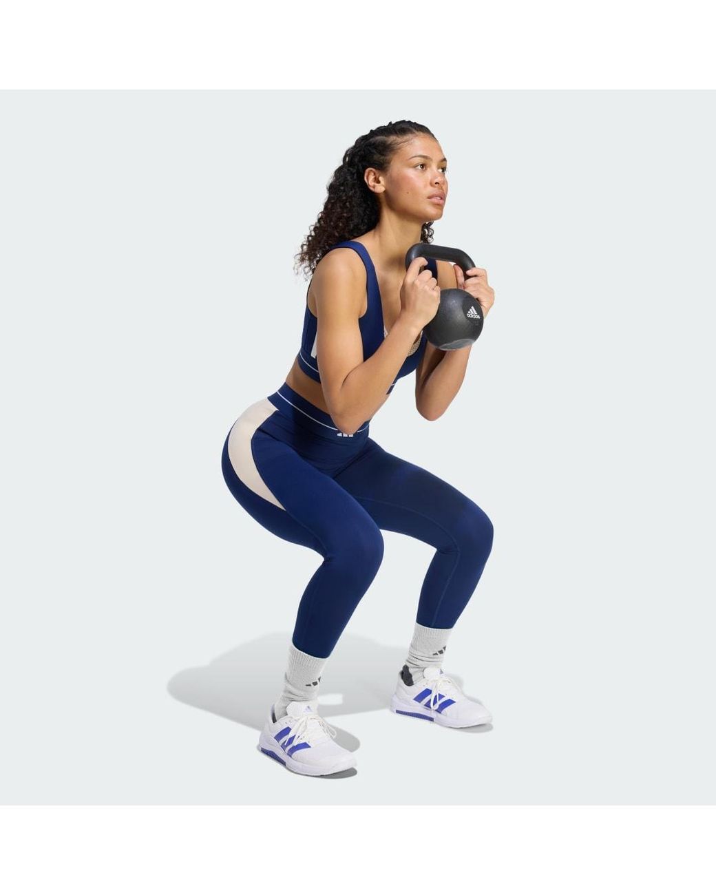 Adidas Blue Hyperglam Colour Block Full Length Leggings